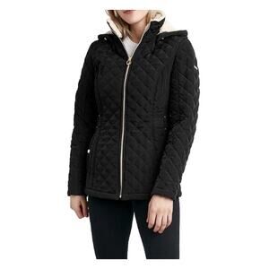 Halitech Hooded Quilted Winter Jacket-Sherpa- Black - Women size Large-NEW